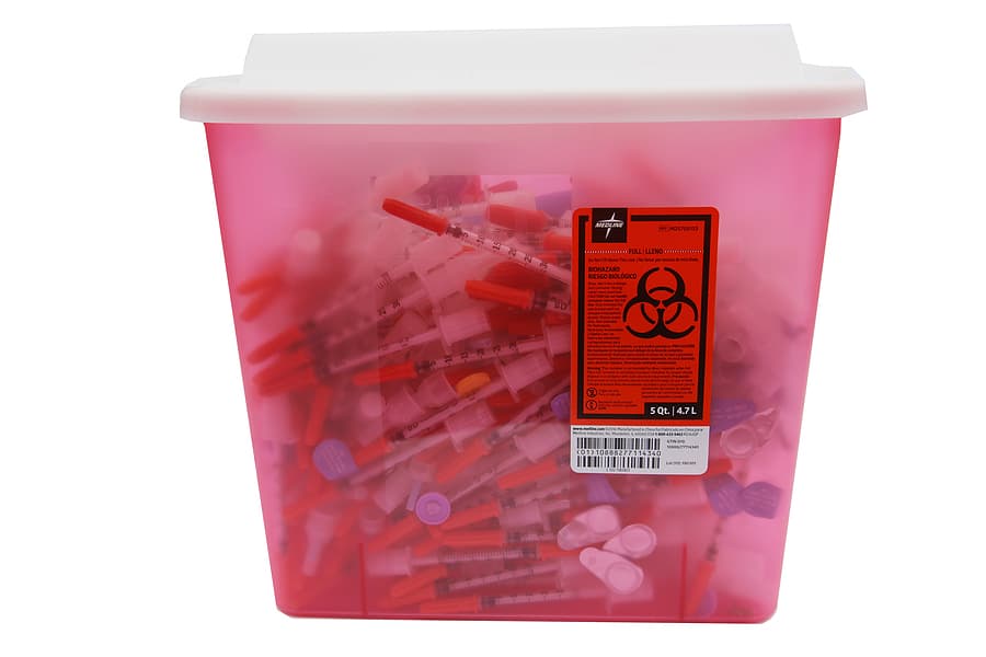 Medical Waste Pros sharps drop-off container. Drop off sharps and medical waste