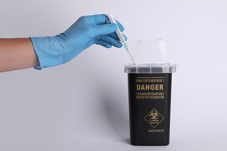 black container for chemotherapy waste disposal 